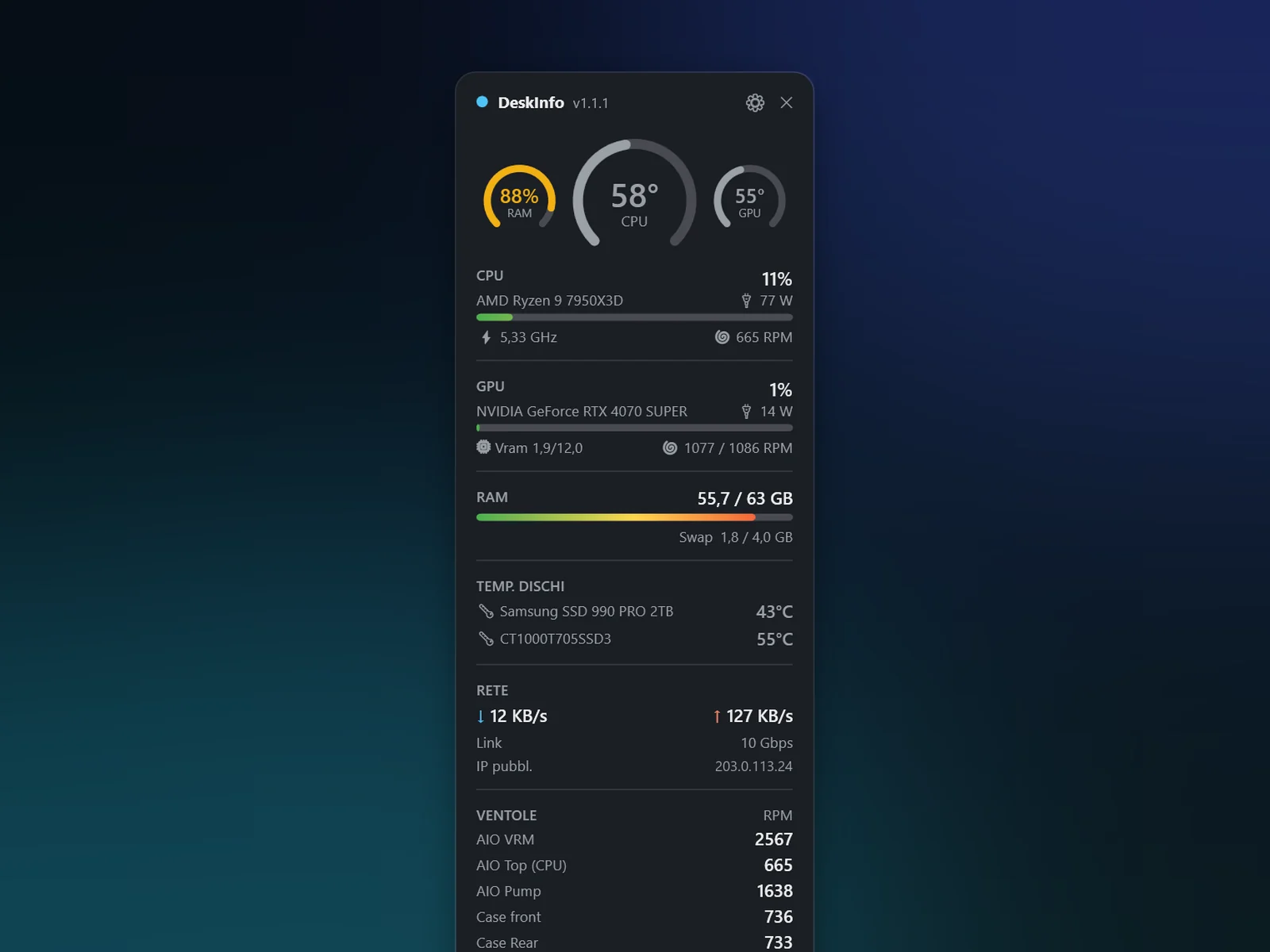 Main screenshot of DeskInfo